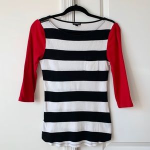 EXPRESS 3/4 Sleeve Stripe Tee w/ pocket SZ M